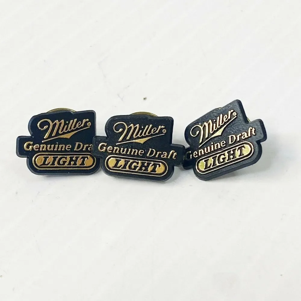 3 pc Miller Light Beer Vintage Lapel Pins